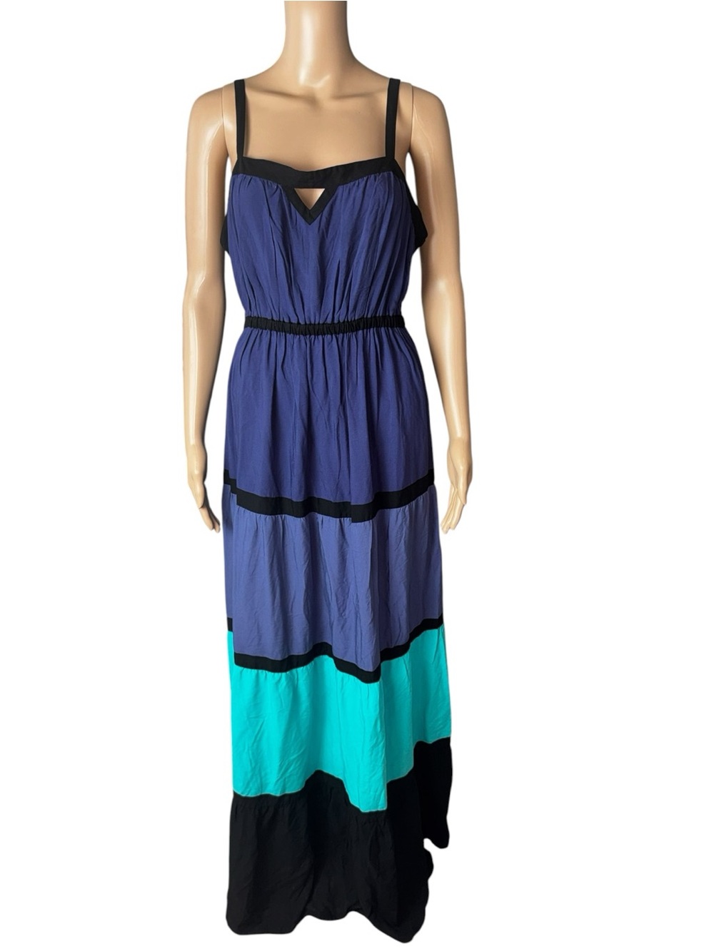 NWT Torrid Color Block Maxi Dress Purple Black Turquoise Size 2X